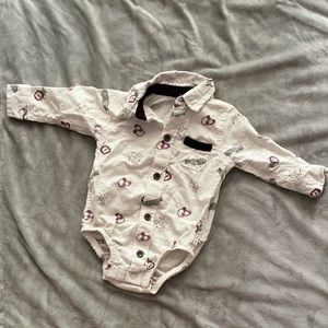 Tan, Maroon and Grey Button down shirt